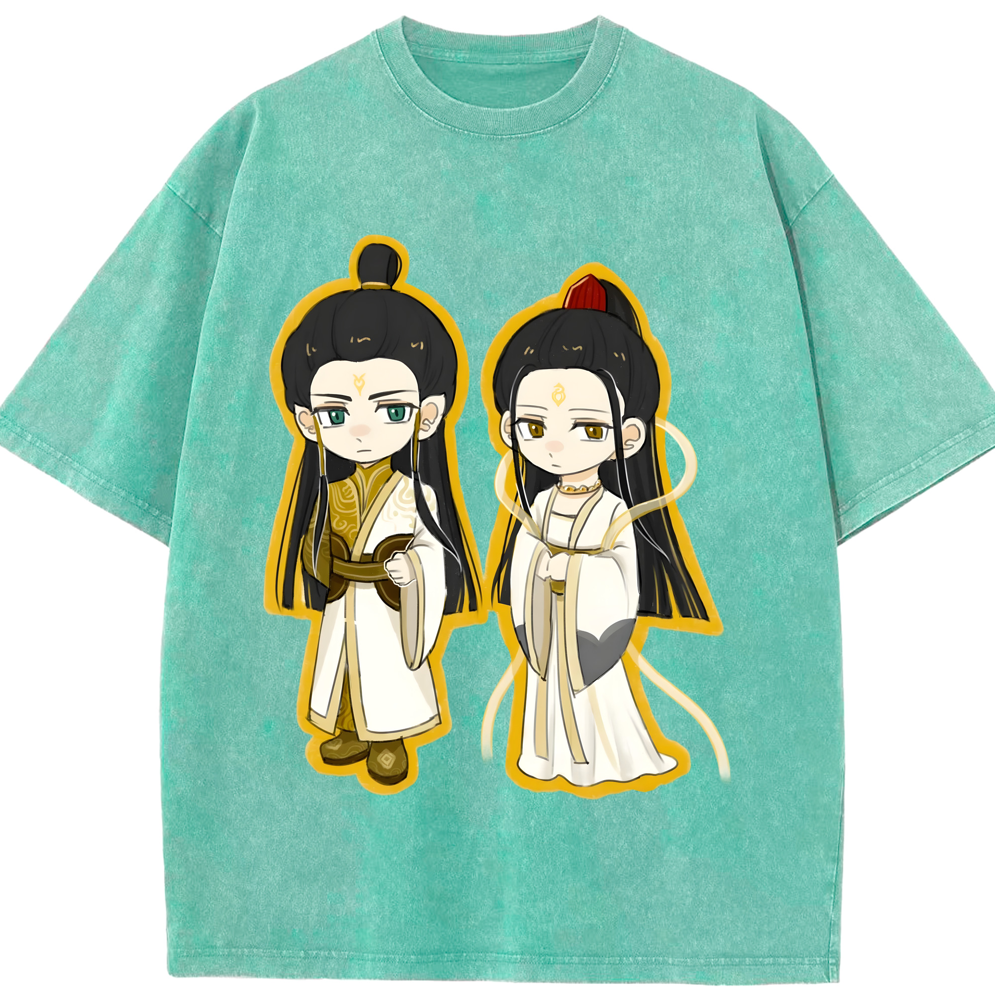 （画像用） Ne Zha 2 ナタ 魔童の大暴れ 綿100% ヴィンテージ風 半袖Tシャツ（フロントプリント）